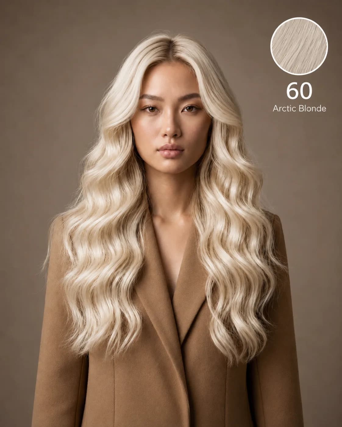 Dani Steel™ shade 60 shown on long hair extensions.
