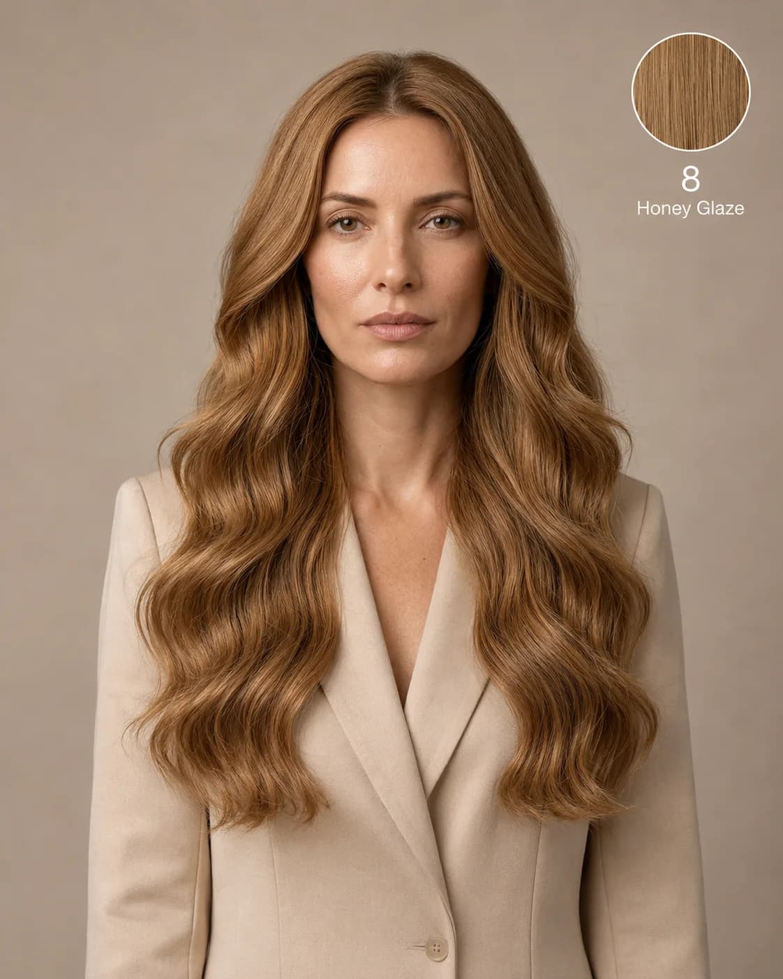 Dani Steel™ shade 8 shown on long hair extensions.